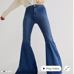 Free People we the free just float on flare jeans in medium wash. So flattering!